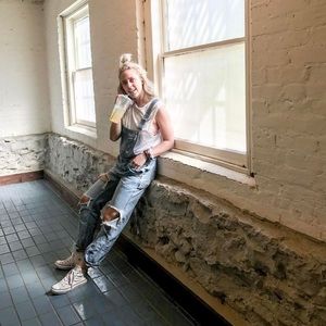 Heavily distressed BDG overalls